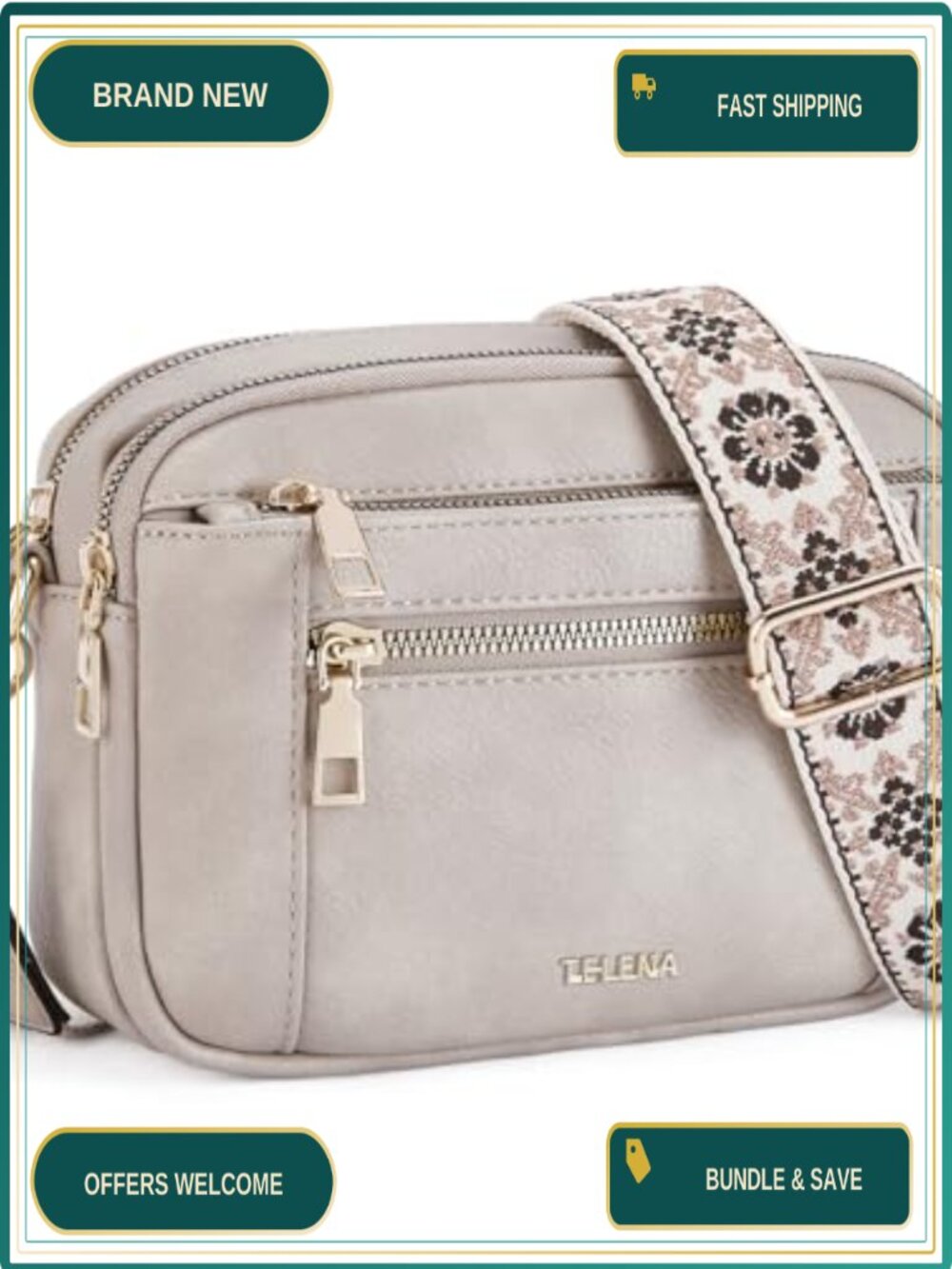 Vegan Leather Crossbody Bag Small Adjustable Strap Purse